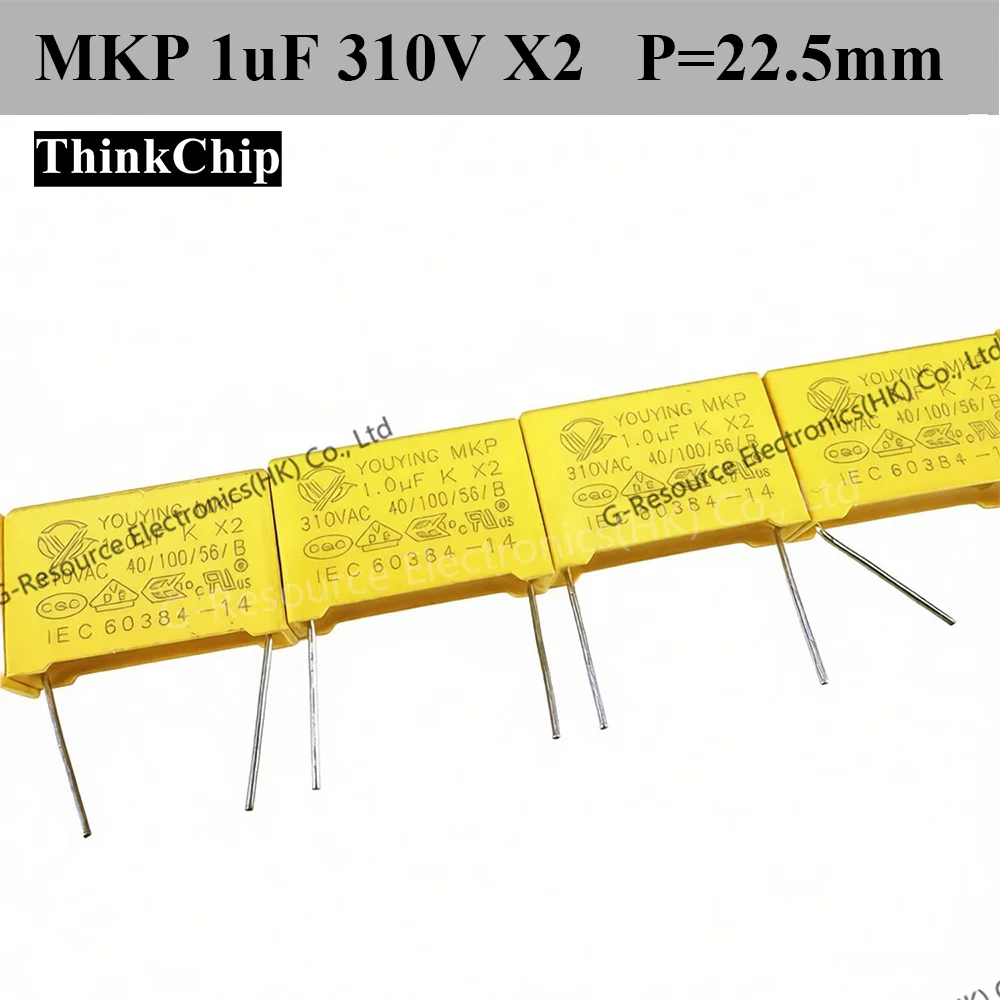 (20pcs) 1uF 310VAC X2 Safety Capacitor MKP Metallized Polypropylene 22.5mm Lead Pitch