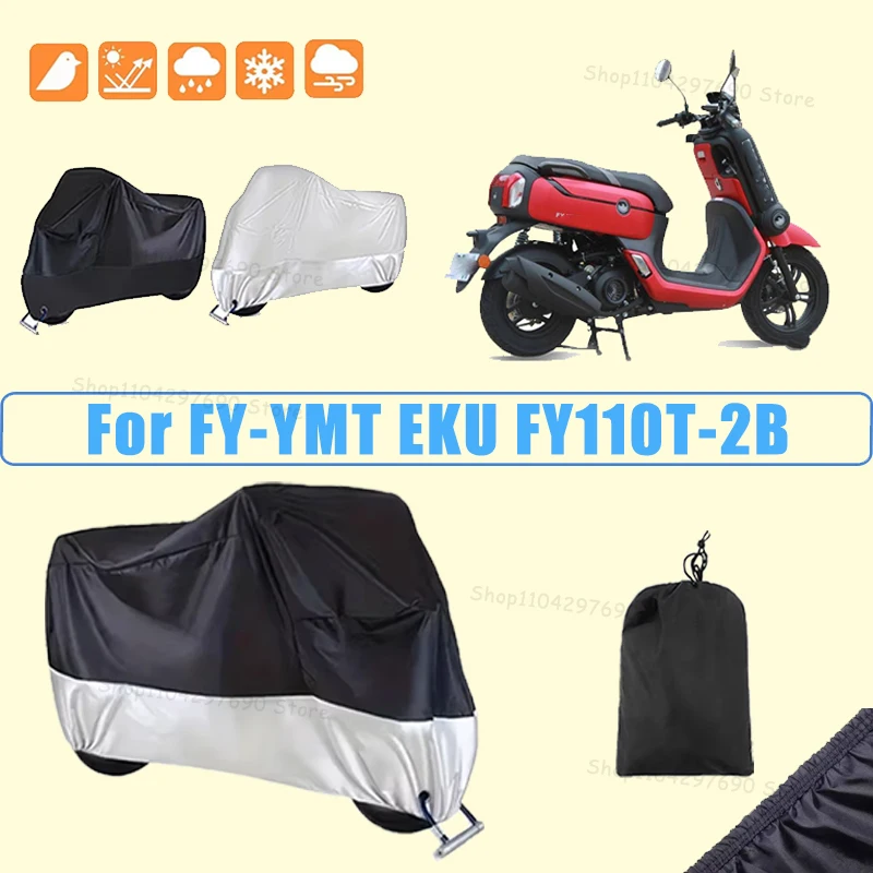 210D Oxford Motorcycle Cover Waterproof All Season UV Protection For FY-YMT EKU FY110T-2B Anti-Tear Windproof Motorbike Cover