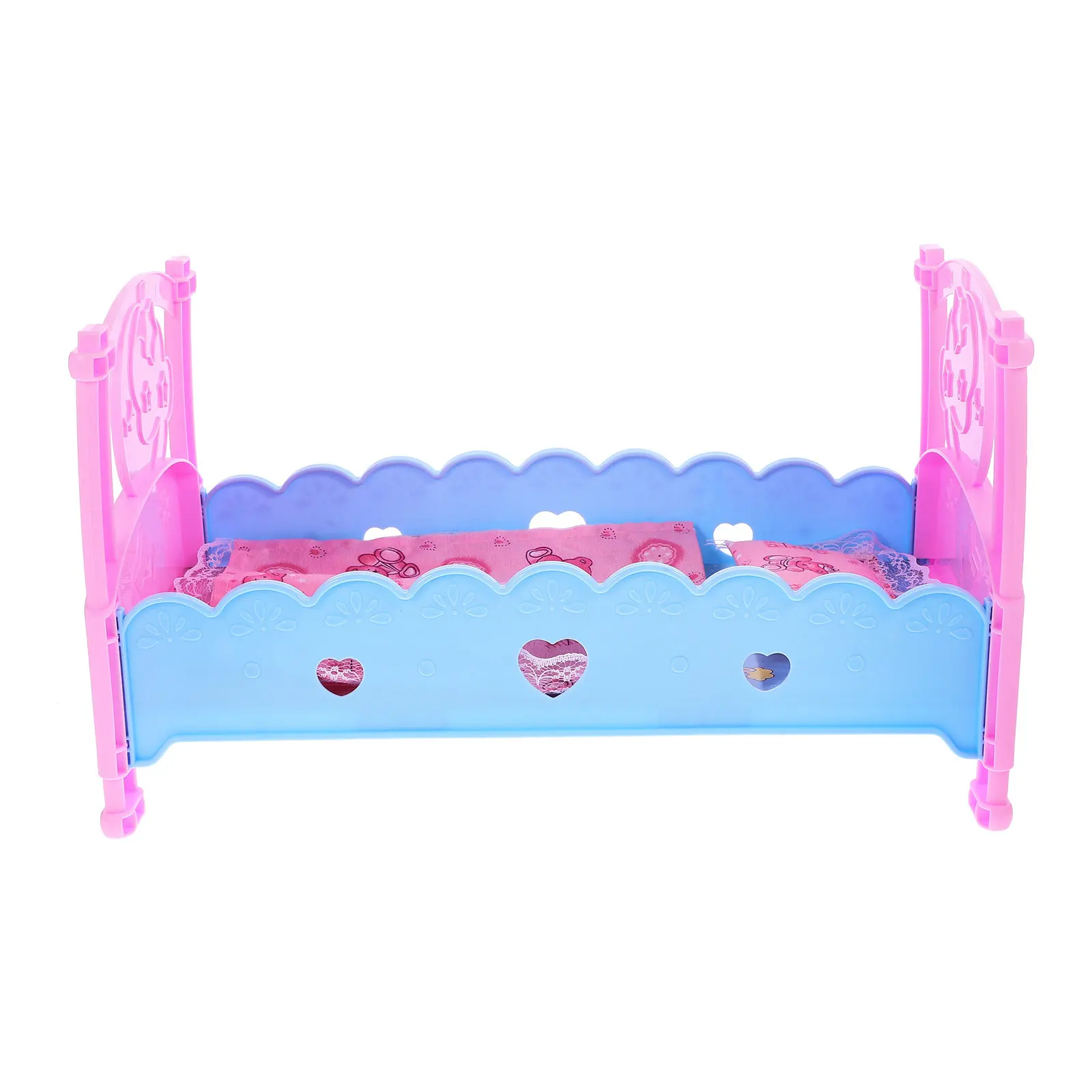 Dollhouse Mini Bed Plastic Crib for Dollhouse Decoration Kids Room Playset Bedroom Furniture Accessory for Mini House Setup