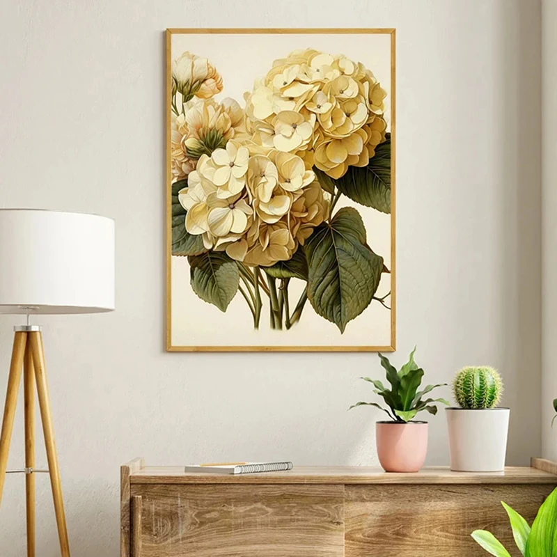 Peony Leads the Sunflower – Vintage Roses Carnations Bouquet Frameless Canvas Poster for Home Wall Art Decor