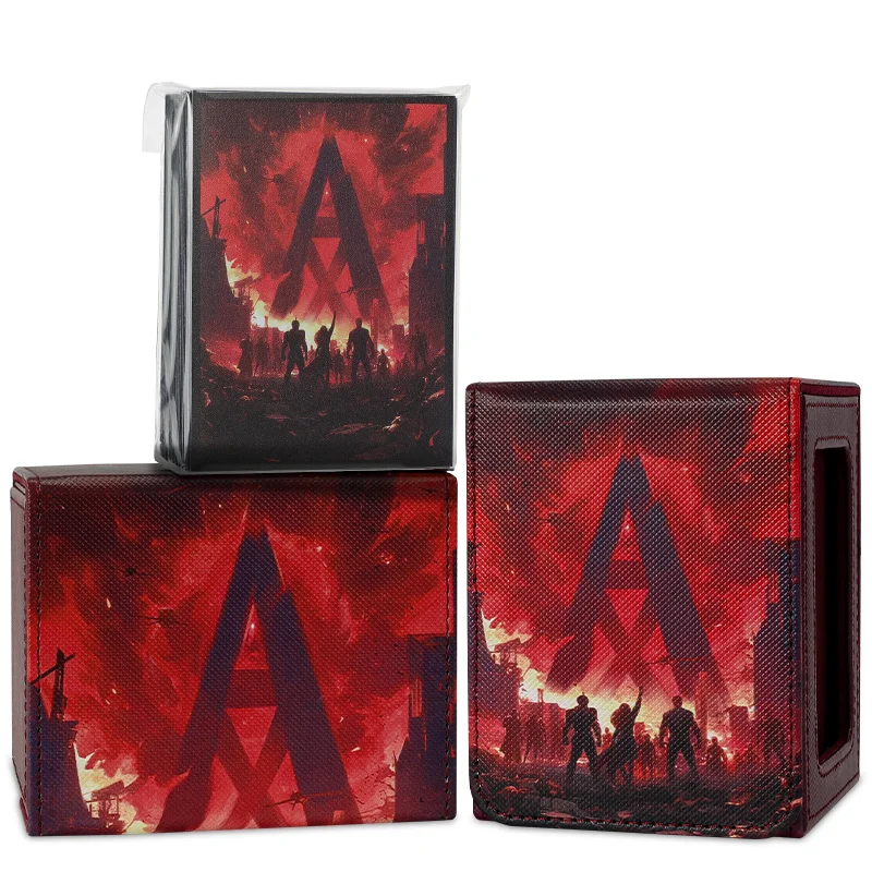 2 pcs Card Deck Boxes Pattern print with Matte Card Sleeves -105CT,Holds 100+ Double-Sleeved Cards Clear Front, 66x91mm,CCG Card