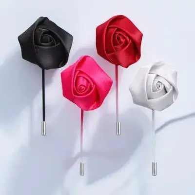 

4pcs Rose Lapel Pin For Men Suit Elegant Metal Brooch Flower Decorative Accessories Gentleman Clothing Business Wedding Costume