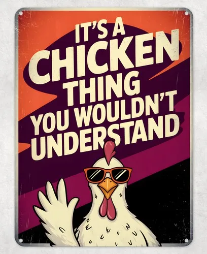C'est une affaire de poulet, affiche métallique amusante, panneau mural en fer blanc, plaque pour la maison, la grange ou la salle de jeux masculine -- Panneau en fer blanc