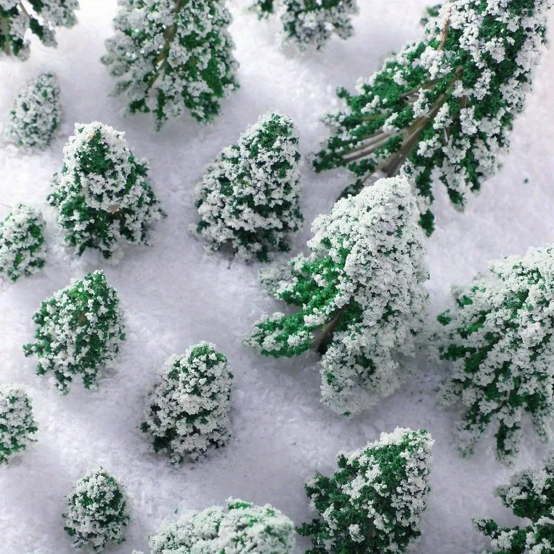 12pcs Mini Snow Pine Trees Set - Perfect for Christmas & Winter Decorations, Crafts & Party Supplies, Christmas Decor