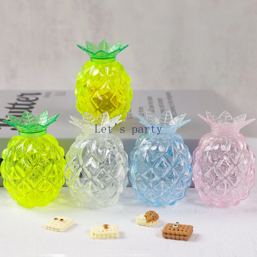 6Pcs Transparent Plastic Pineapple Candy Box Gift Packing Boxes for Summer Hawaii Theme Birthday Wedding Baby Shower Party Decor