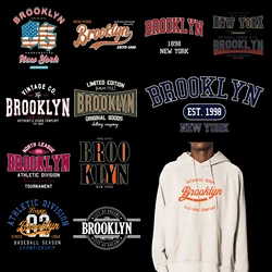 BROOKLYN American City Name Pattern, Iron On Patches Heat Transfer t-Shirt Parches Ropa Diy Heat-Adhesive Clothing Patches