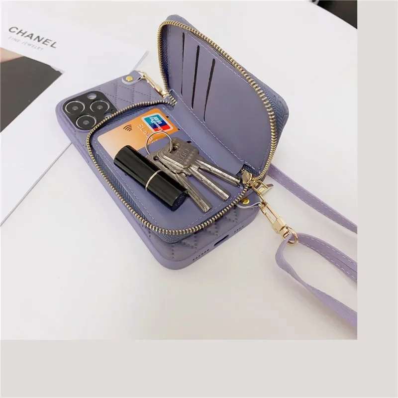 Etui na telefon z paskiem na ramię Crossbody do iPhone 14 15 Pro Max 13 12 11 X XR X posiadacz karty na zamek błyskawiczny torebka skórzana okładka