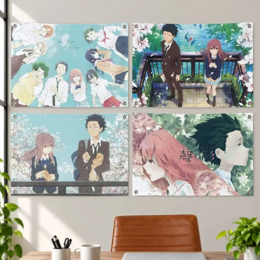 Anime A S-Silent V-Voice Aesthetic Wall Tapestry Flag Printed Wall Hanging Living Room Party Outdoor Decor