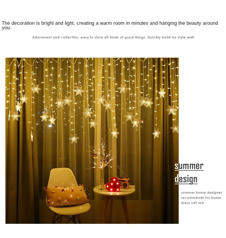 3.5M Christmas Lights LED Fairy String Lights Snowflake Curtain Garland Waterproof For Holiday Party Xmas Decoration 2026
