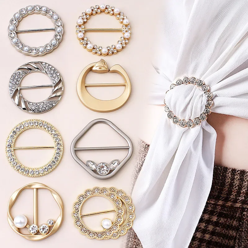 1pcs High-end Shirt T-shirt Silk Scarf Decorative Fixed Buckle Corner Hem Waist Pearl Buckles