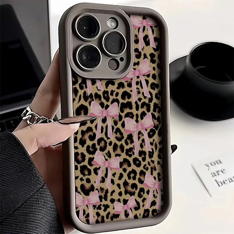 

Phone Case Bow Leopard Pattern For Xiaomi Redmi Note 14 13 12 11 Pro Plus 5G Shockproof Silicone Cover For Redmi 14C 13C Fundas