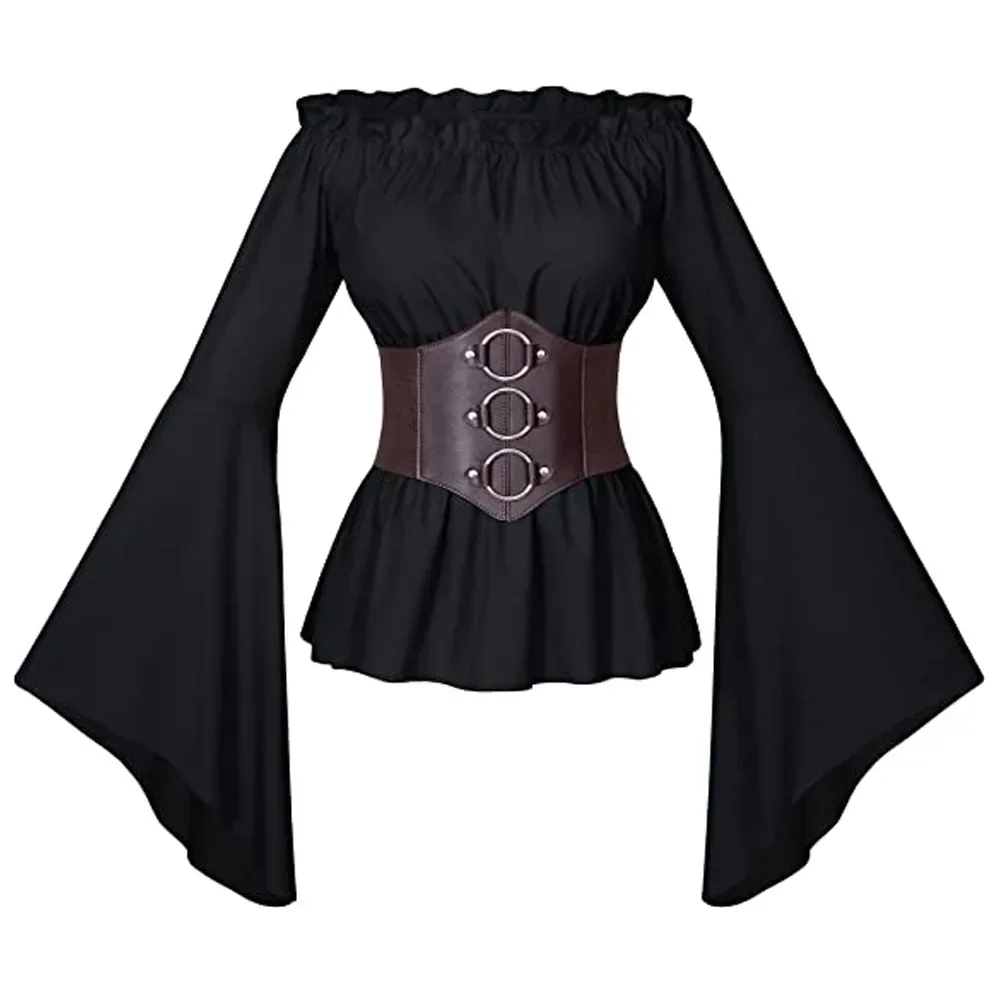 Medieval Renaissance Woman Victorian Shirt Steampunk Pirate Gothic Cosplay Costume Vintage Corset Halloween Carnival Dress Up