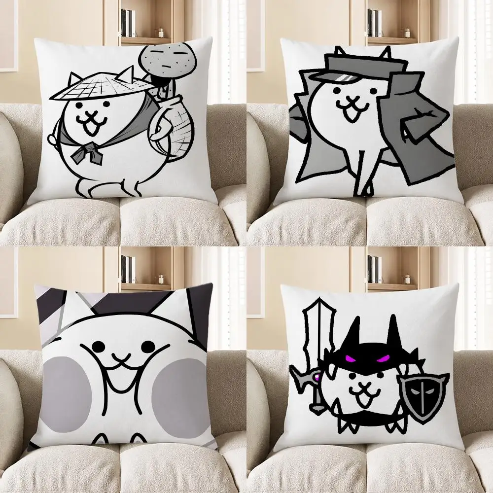 Game The Battle Cats Cushion Cover Short Plush Cushion Cover Pillowcase Home Decor for Sofa Bedroom Holiday Gift