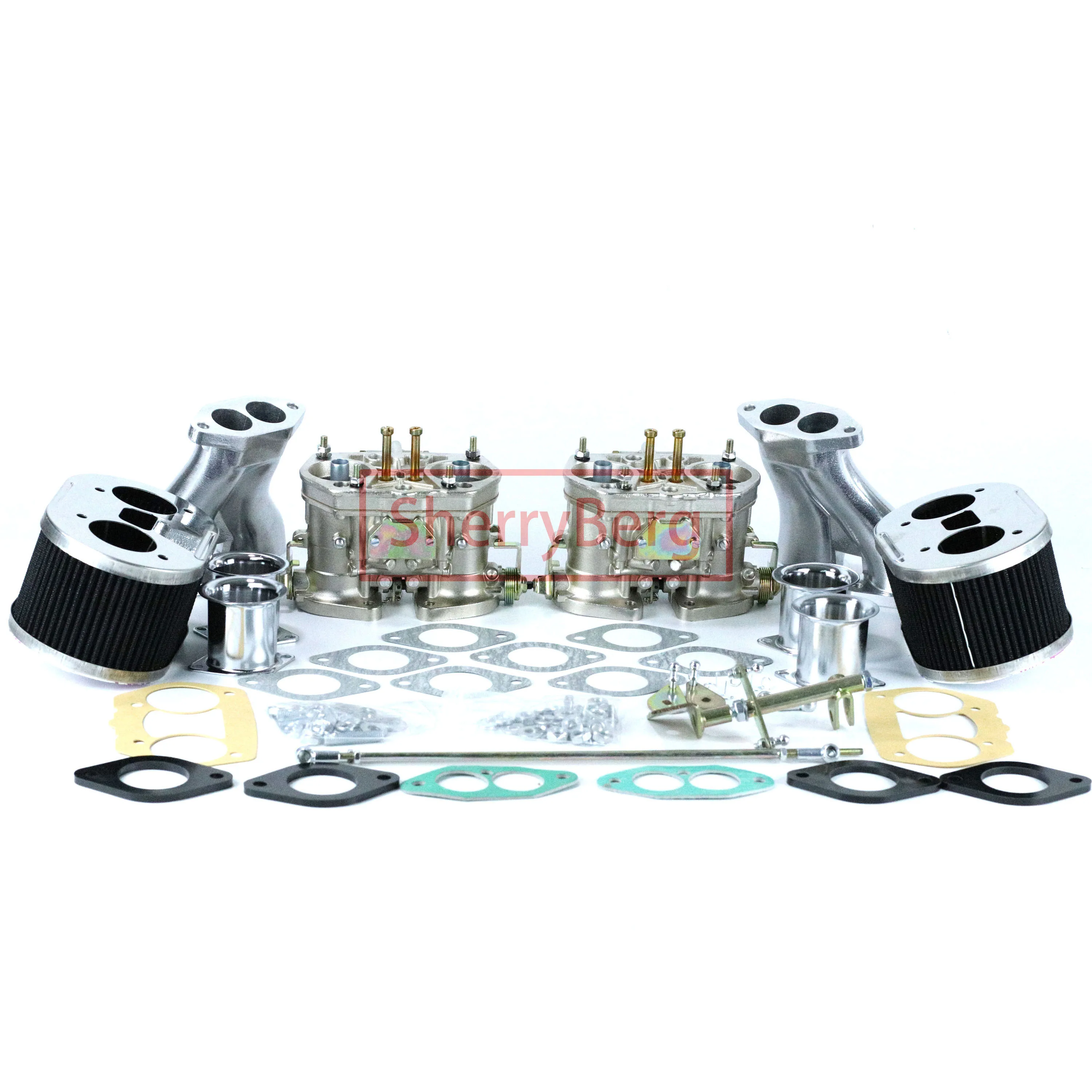 

SherryBerg Carburettor Carb Conversion Kit for VW TYPE 1 EMP HPMX WEBER 48IDF DUAL 48mm T1 Standar T 1 Linkage Chrome Carburador