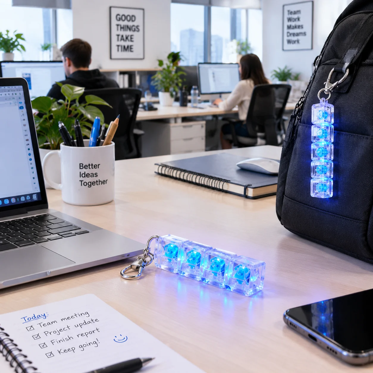 Sturdy Plastic Material Fingertip Button Keychain Delicate Glowing Effects Bright RGB Ambient Lights Keyboard Key Cap Pendant