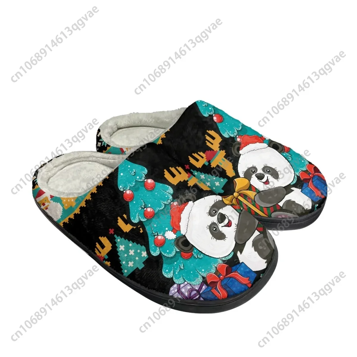 Christmas Cute Panda Snowflakes Dachshund Pink Home Cotton Slippers Mens Womens Teenager Plush Bedroom Keep Warm Custom Slipper