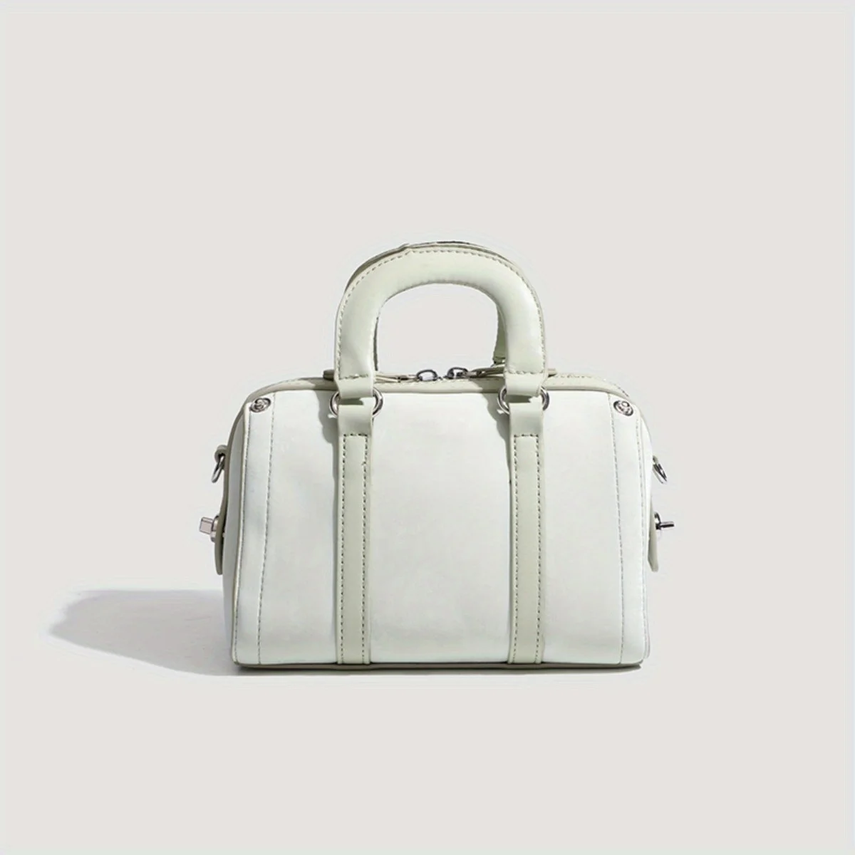 JIOMAY 2025 حقيبة يد نسائية جديدة من جلد البولي يوريثان حقيبة أسطوانية بيضاء عصرية، حقيبة كتف أنيقة وأنيقة محفظة بيضاء