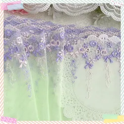 1 Yard Green Purple Embroidery Lace Trim for Bridal Wedding Gown Costume Design Lace Mesh 18cm wide