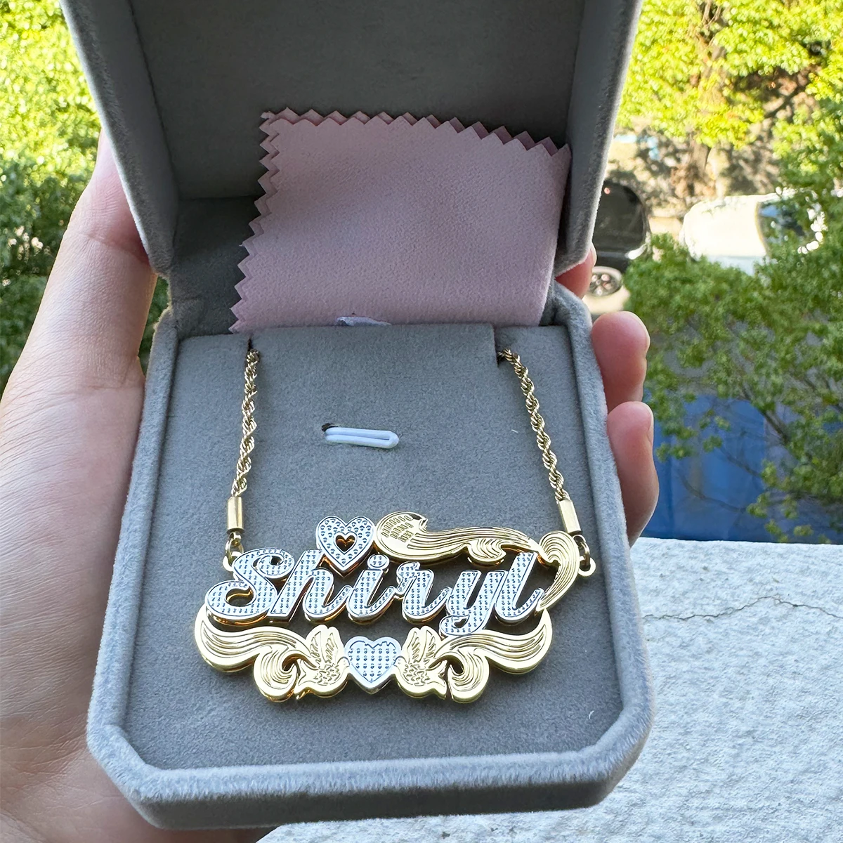 Kalung Baja Tahan karat ชื่อสร้อยคอ3D ป้ายชื่อสีคู่สำหรับผู้หญิงผู้ชายเครื่องประดับของขวัญครบรอบ