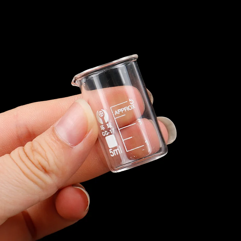 Laboratório Químico Vidro Copo Transparente, Low Form Química Beaker, Capacidade 5ml, 5Pcs
