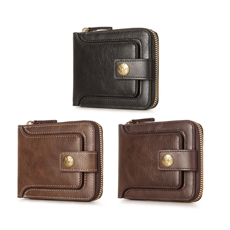 Leather Coin Purse PU Multi-slot Wallet Short Type Bifold Cash Holder Credit Card Card Holder Vintage Wallet