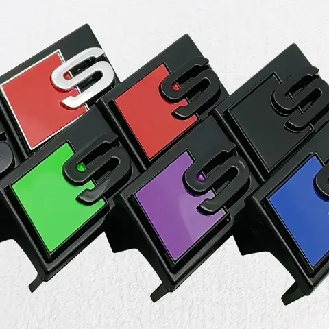 For Audi 3D Car Emblem DIY Custom Bumper Letter S Badge Front Grill Logo Decoration Automotive Exterior Modifications Accessory