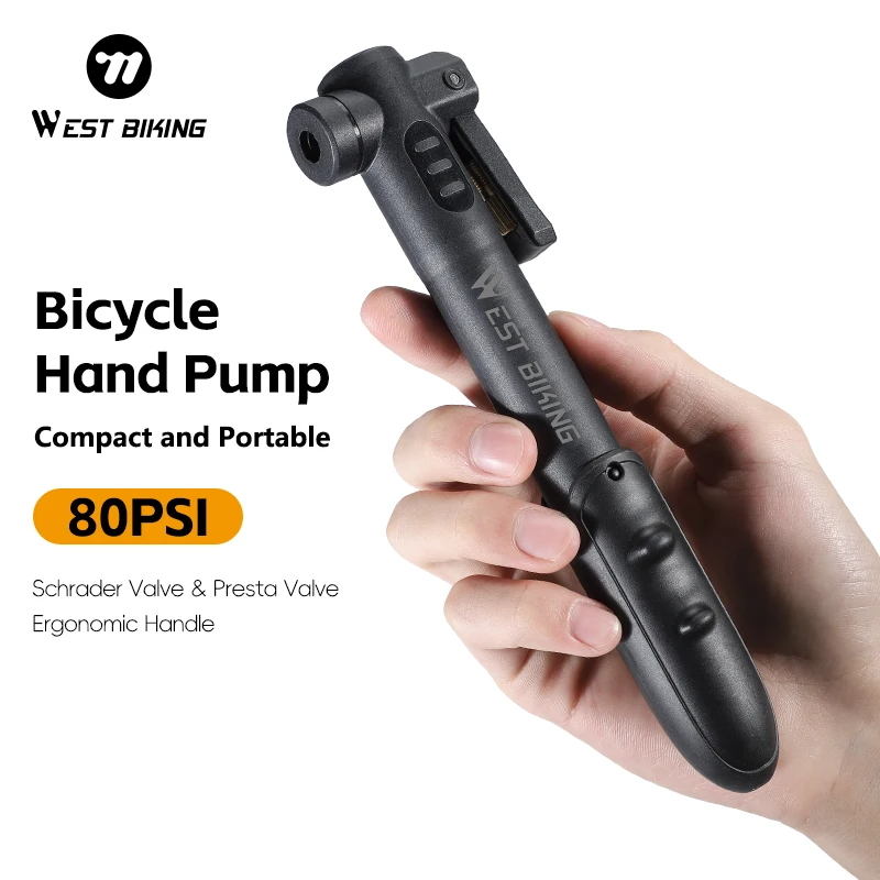 

WEST BIKING Portable Mini Bike Pump Cycling Hand Air Pump High Pressure MTB Road Bicycle Tire Inflator for Schrader Presta Valve