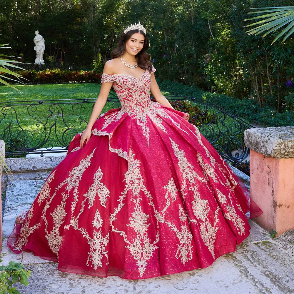 

Уникальные красные платья Quinceanera по индивидуальному заказу 2024, милое платье принцессы Sweet 16, кружевное платье с аппликацией, Vestido De 15 Años