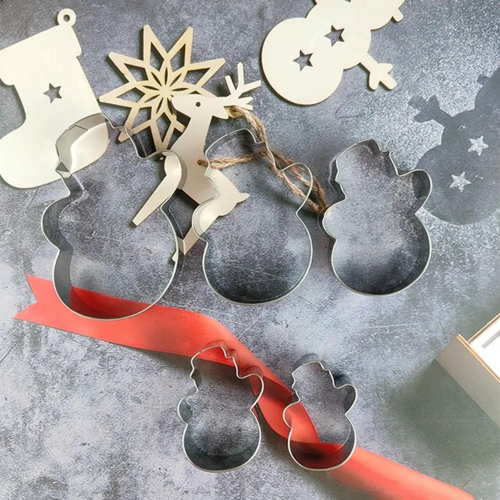 Kitchen 5Pcs Stainless Steel DIY Snowflake Xmas Christmas Decor Baking Tools Cookie Cutters Set Biscuit Mold view 5