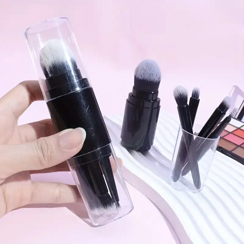 ชุดแปรงชุดแต่งหน้าชุดเล็ก5-in-1ดีไซน์แบบยืดหดได้พร้อมแปรงทรงกระบอกเครื่องมือความงามแบบพกพาที่หรูหราสำหรับใช้ในบ้านและในการเดินทางใช้งานง่าย