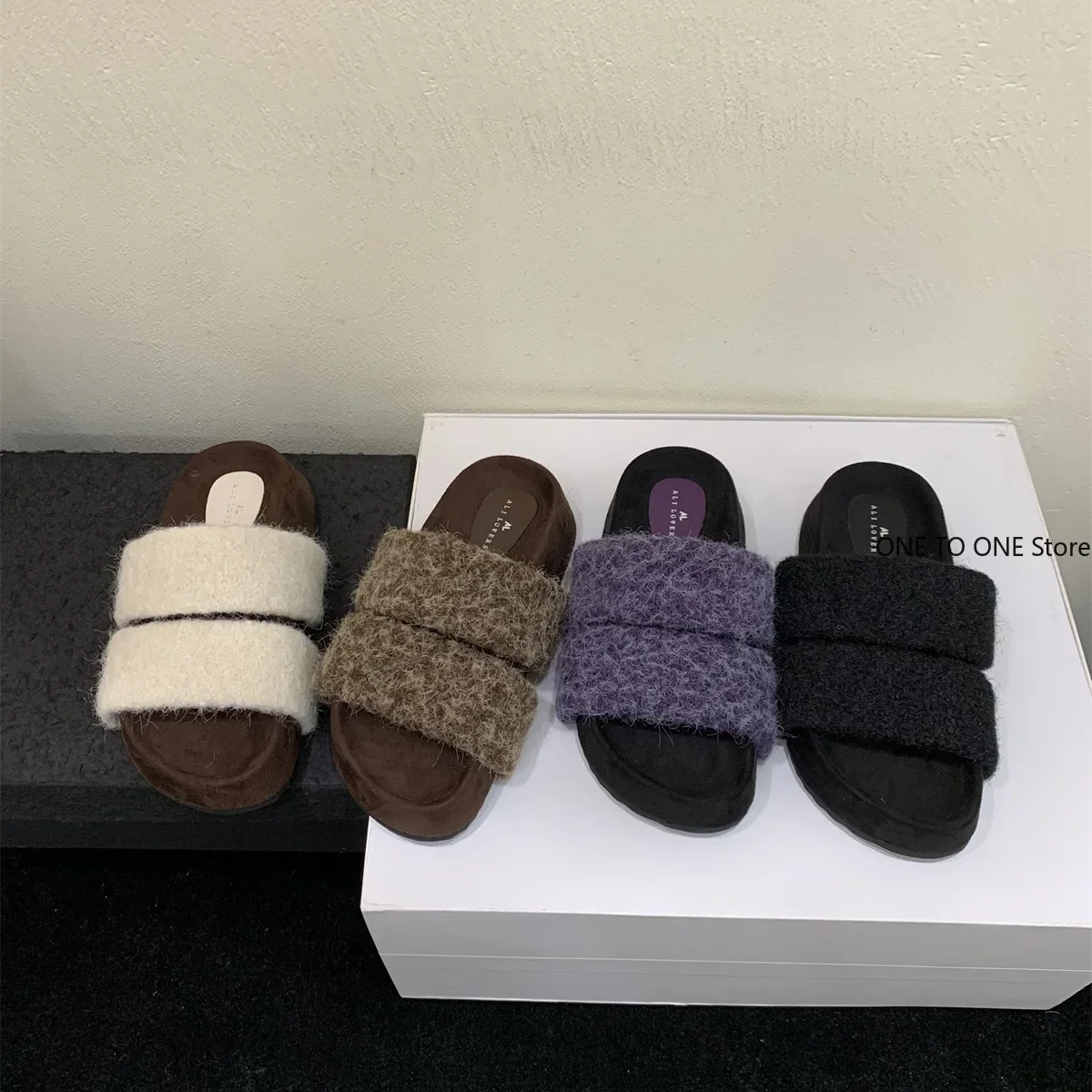 Fur Platform Women Flats Slippers Winter Designer New Casual Shoes Women 2025 Trend Home Cotton Slippers Cozy Soft Mujer Zapatos image 2