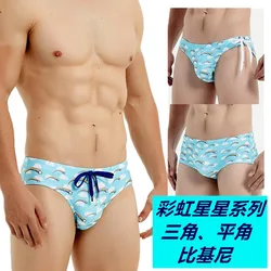 Sexy Bikini Men Swimwear Cartoon Print Swim Briefs Breathable Quick Drying Bathing Swimsuits Summer Beach Sports Surf Shorts