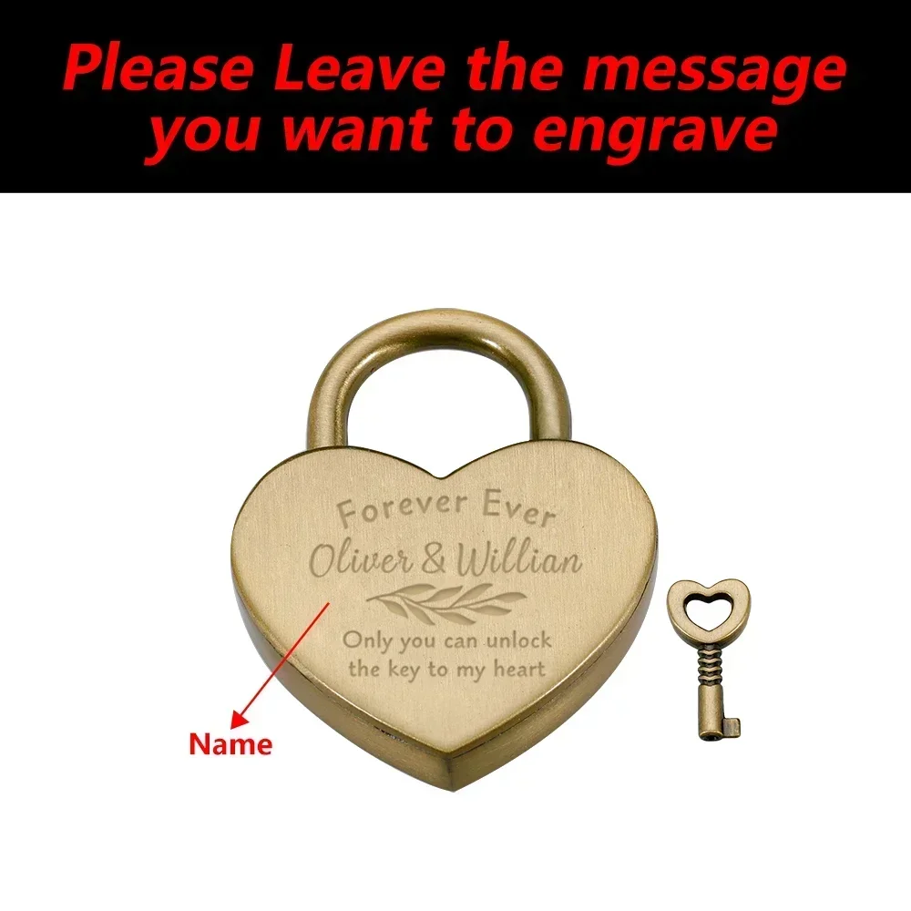 Customized Name Padlock with Key Valentine's Day Gift for Boyfriend Girlfriend Personalized Couple Heart Lock Fashion Jewelry