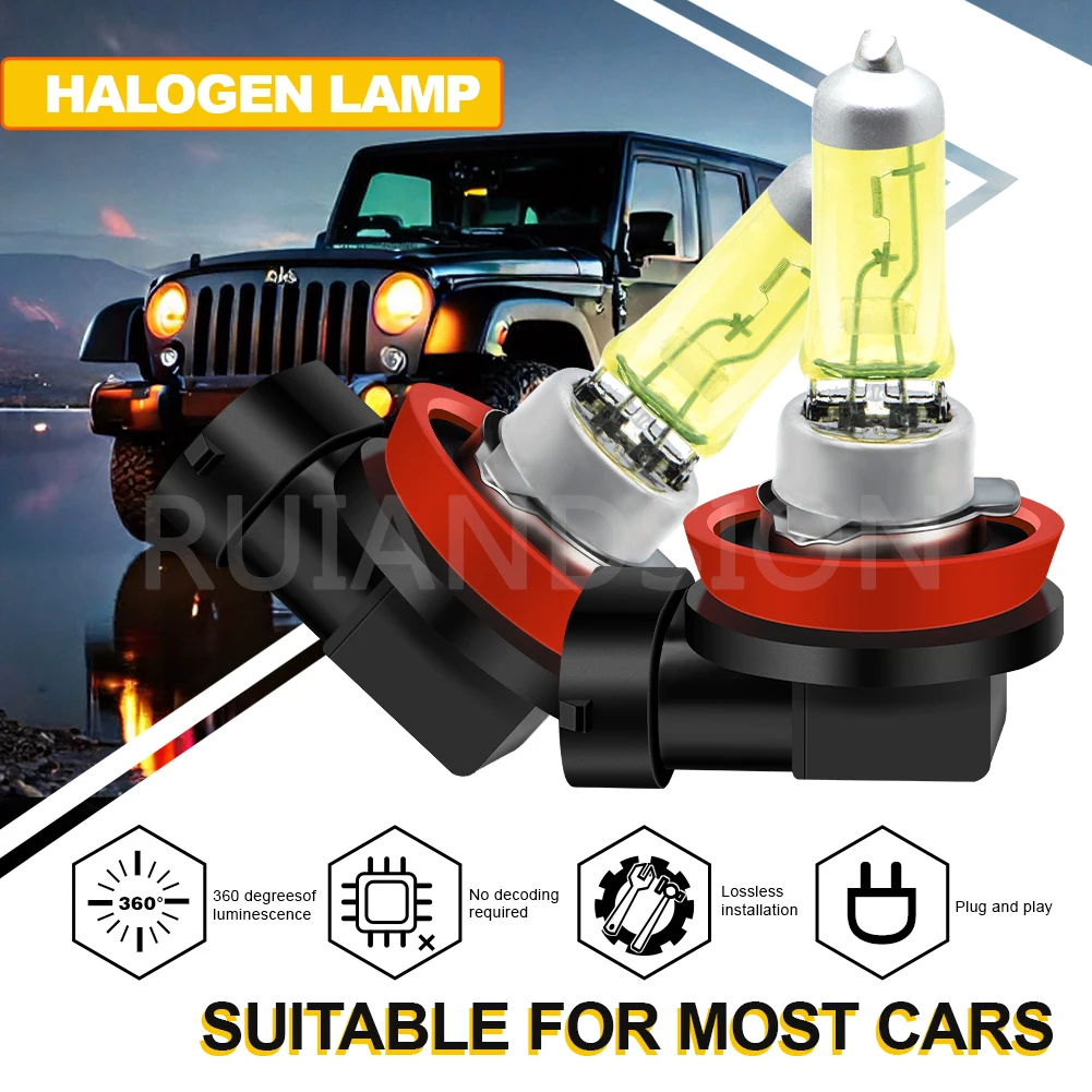 Ruiandsion 2 قطعة/المجموعة العالمي H16 الهالوجين الأصفر الضباب ضوء لمبة 19 واط 12 فولت DRL Foglamp استبدال صالح لسيارة شاحنة SUV لتويوتا