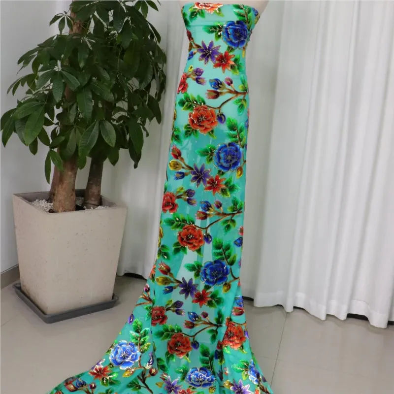 

Silk jacquard velvet bright woven georgette fabric dress cheongsam