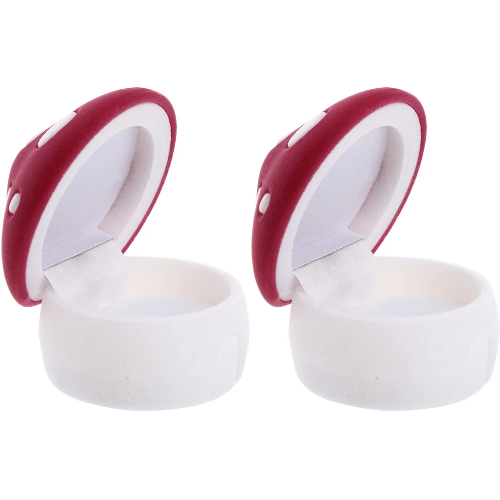 

2 Pcs Mushroom House Jewelry Box Small Organizer Holder Storage Case Earring Organiser Earrings