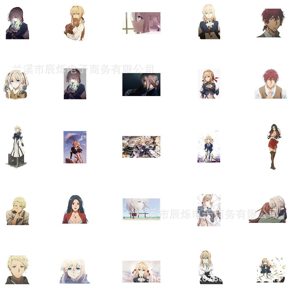 50pcs Anime Violet Evergarden Series Graffiti Stickers adatto per caschi decorazione della parete del Desktop pacchetto di adesivi fai da te all'ingrosso