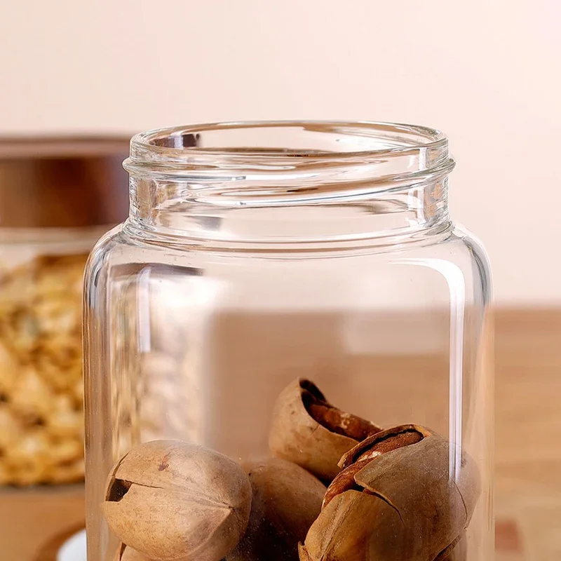 Glass Storage Containers,High Borosilicate Glass Jars Kitchen Food Canisters with Acacia Wood Lids for Coffee Beans/Sugar/Nuts