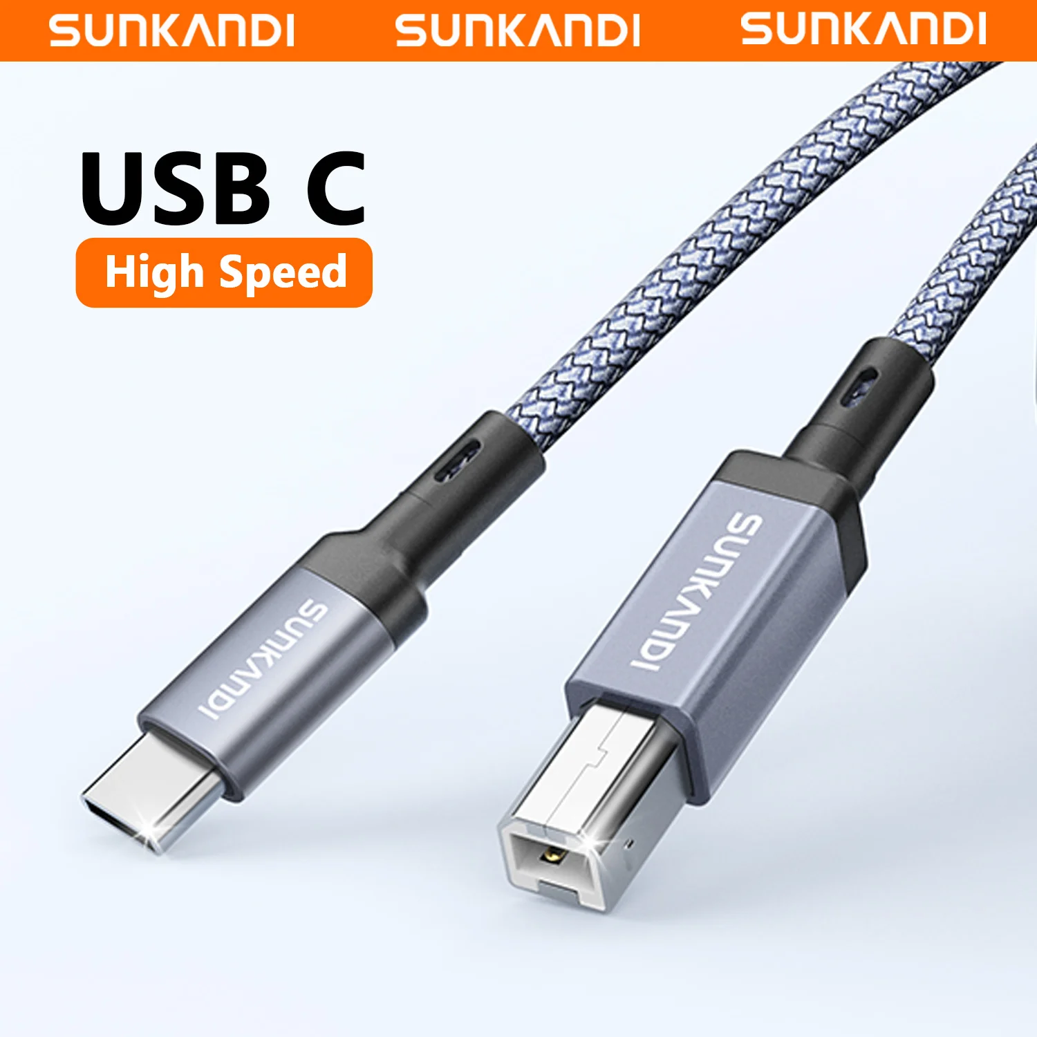 Cable de Impresora USB B a USB C SUNKANDI, Cable de Impresora Tipo B a Tipo C para MacBook Pro, Air, Cable MIDI, Piano Digital Yamaha Casio