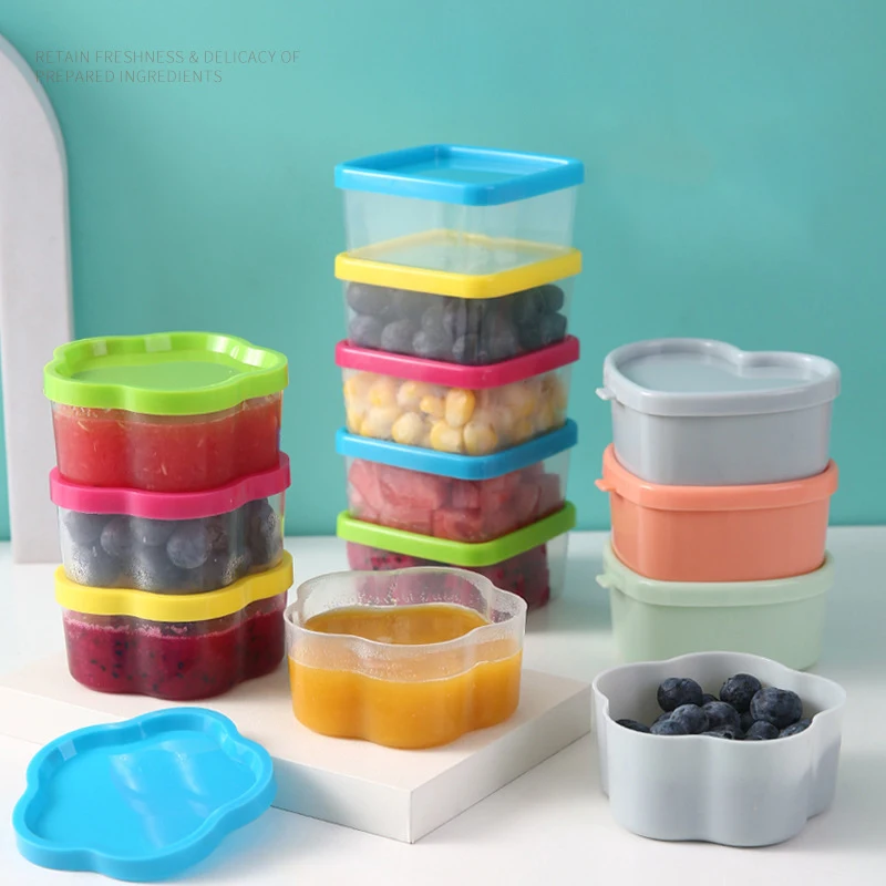 

8/9Pcs Mini Squeeze Bottle Lunch Box Plastic Condiment Boxes Ketchup Salad Dressing Picnic Portable Candy Snack Nut Containers
