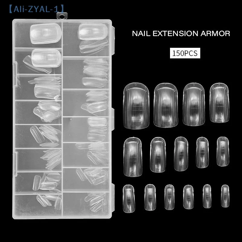 【ZYAL-1】150 قطعة/صندوق لأصابع القدم، أشكال أظافر مزدوجة لتمديد أظافر القدم، أشكال مزدوجة قابلة لإعادة الاستخدام، قوالب غطاء كاملة من الأكريليك، أشكال علوية 15 مقاسًا #5
