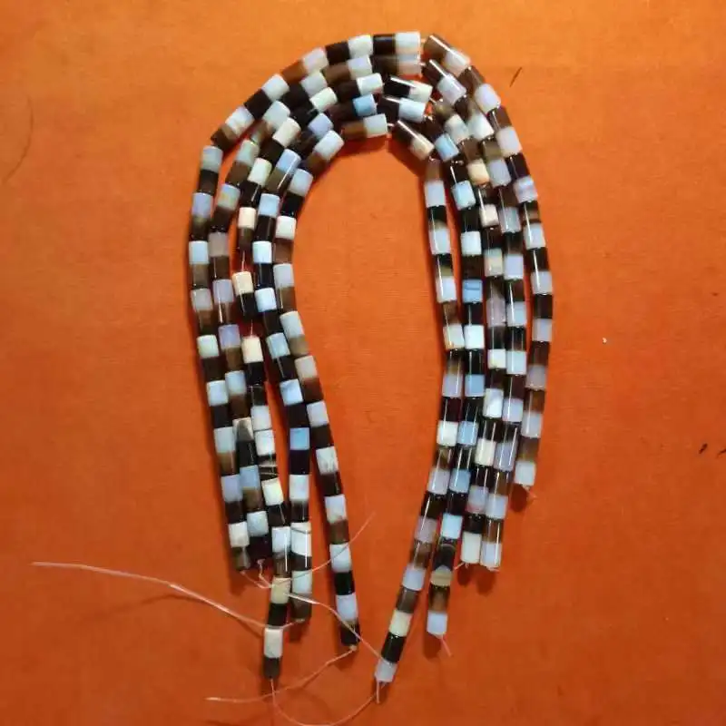 1pcs/lot natural half-cut two-color white coffee heaven earth straight tube short beads pharmacist long strips bulk ancient diy