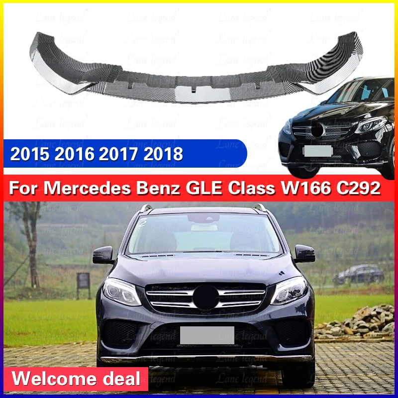 Front Bumper Lip Spoiler for Mercedes Benz GLE Class W166 GLE Coupe C292 2015-2018 AMG Car Splitter Diffuser ABS Body Kit Tuning