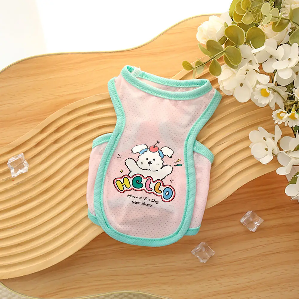 Pet Cat and Dog Outdoor Vest Cute Cartoon Pattern Teddy Bear Summer Cool Clothes Ice Silk Breathable Clothes view 5