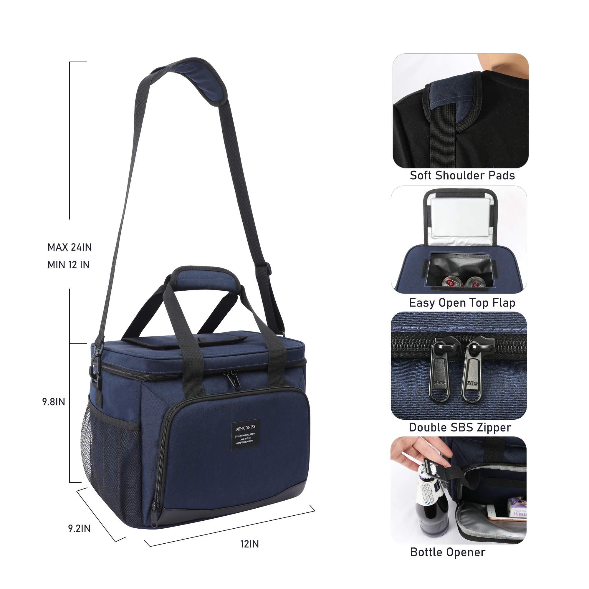 DENUONISS 12L/16L borsa termica termica per il pranzo al sacco per il lavoro borsa da Picnic borsa a tracolla portatile per frigorifero Bolsa per