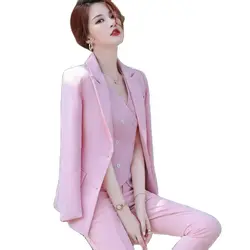 Formal Women Business Suits 3 Pieces Set with Jackets Coat and Vest and Pants Ladies Office Pantsuits Interview Clothes Blazers