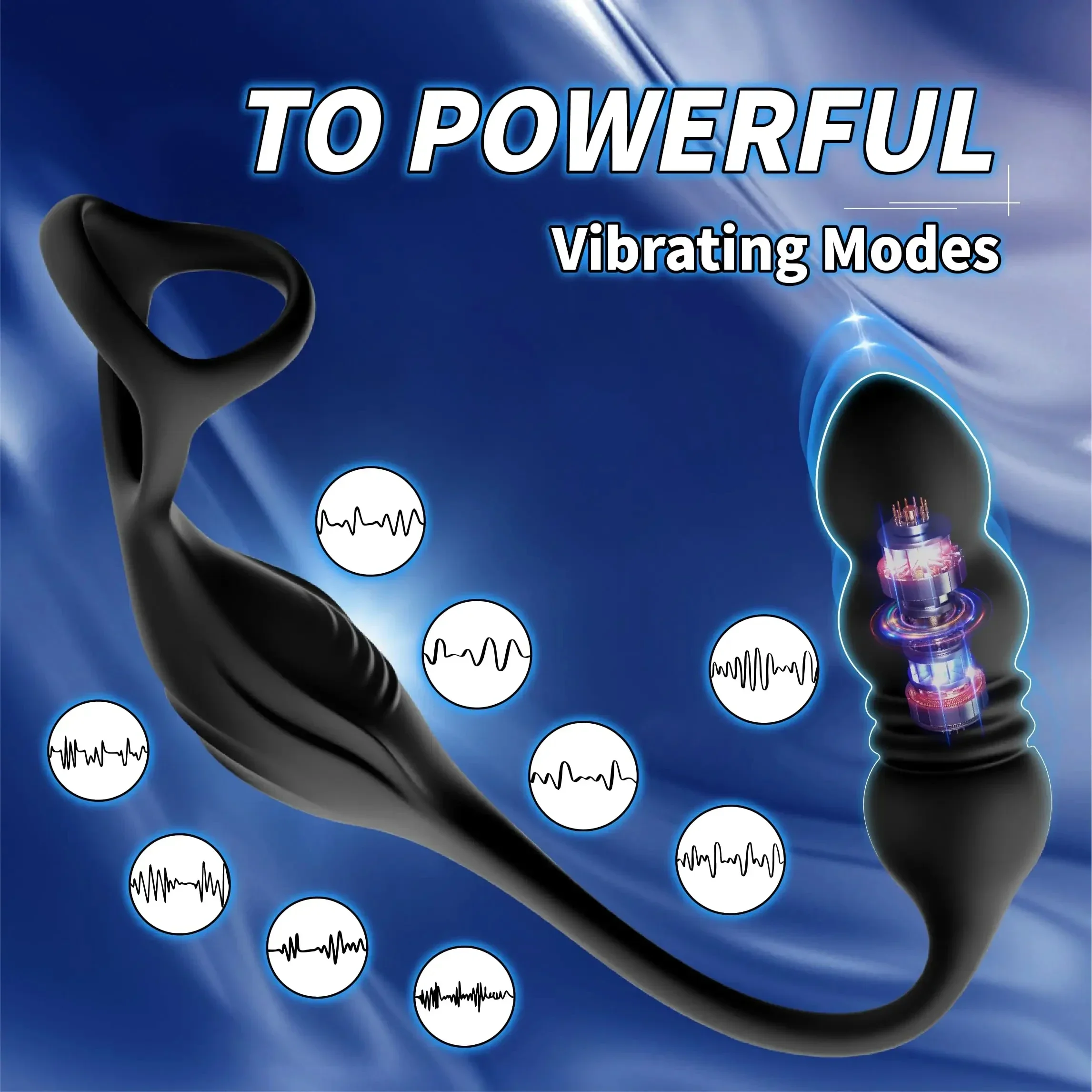 3 in 1 Cock Rings for Mens with Anal Vibrator Prostate Massager Thrusting Butt Plug Remote Control Sex Toys Male Masturbator 18 view 5