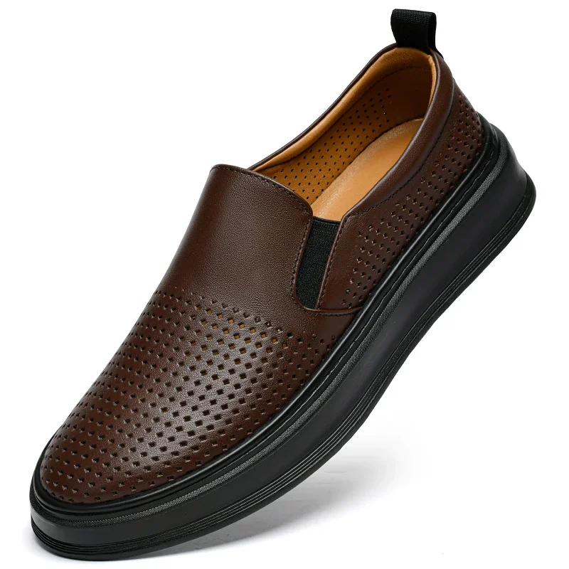 Summer Men Shoes Hiking Footwear Male Breathable Round Headed Low Heel Simple Loafers Comfty Casual Slip-ons Man Walking Shoe