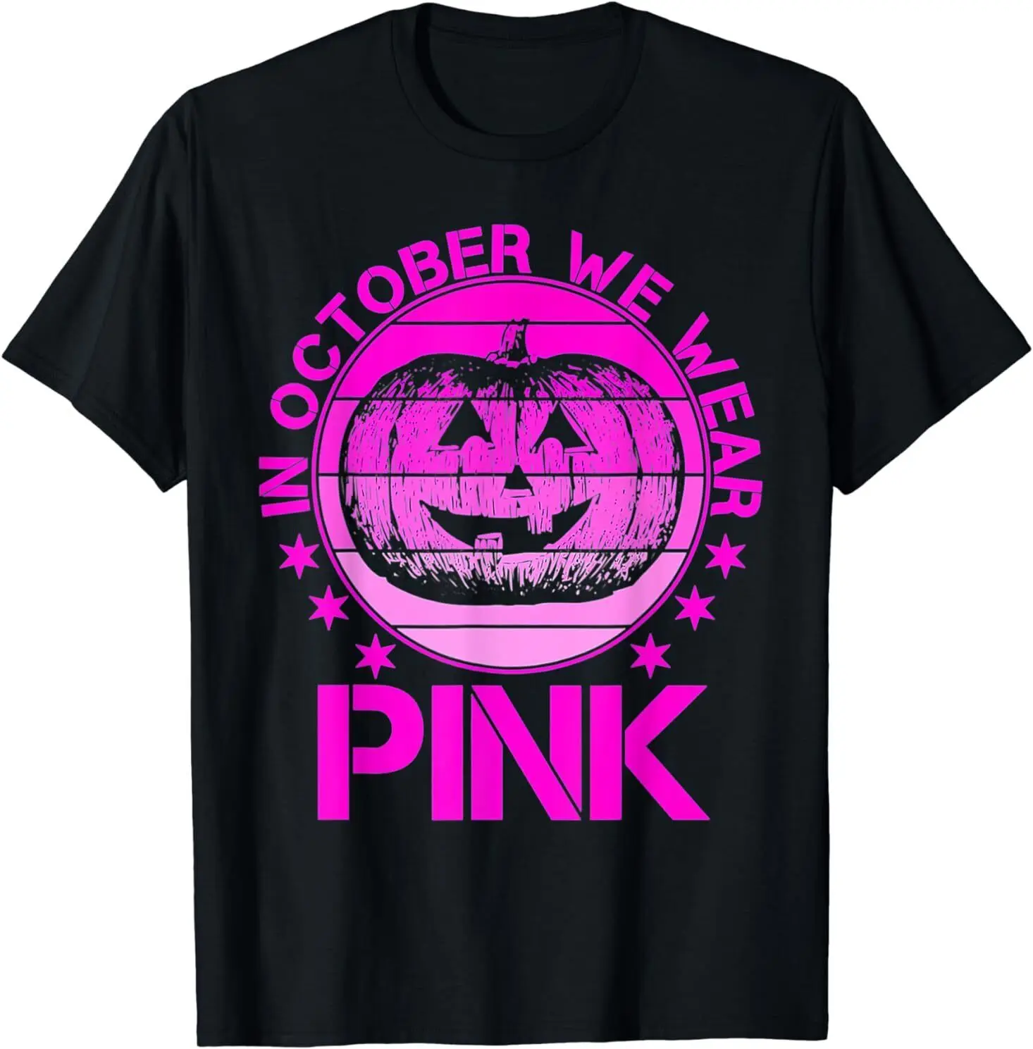 

NEW In October We Wear Pink Pumpkin Breast Cancer Halloween T-Shirt Size S-3XL