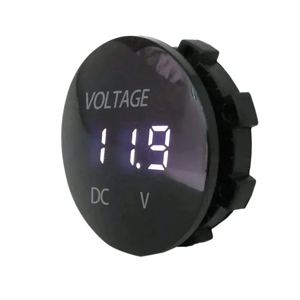 DC 5V-48V LED Mini Round Waterproof Motorboat Motorcycle Panel Digital Voltmeter Tester Monitor Display Voltmeter